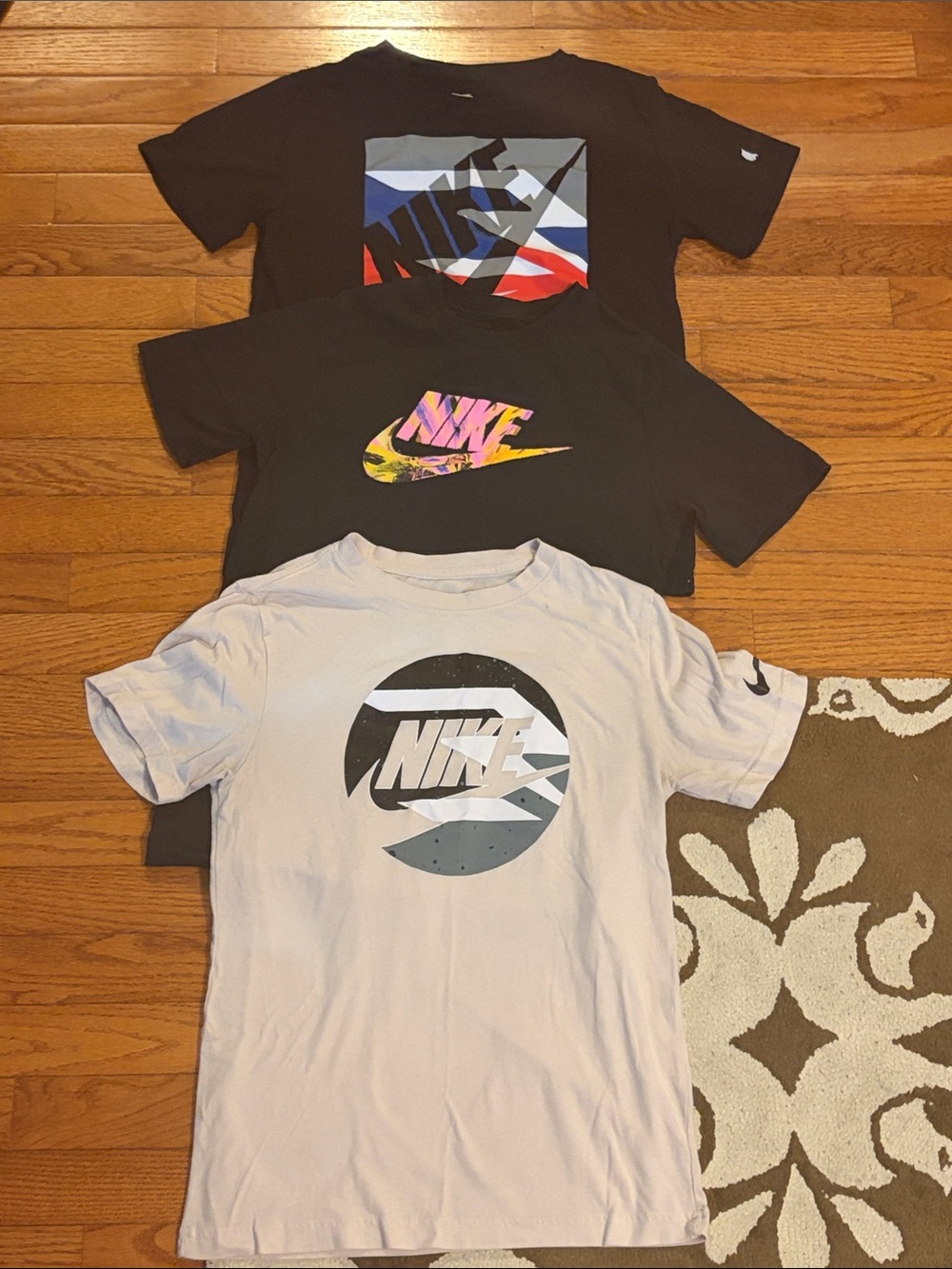 Nike Kids Short Sleeve Tee Pack - Black & White with Multicolor Logos